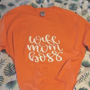 Orange Graphic Tee with White Print
